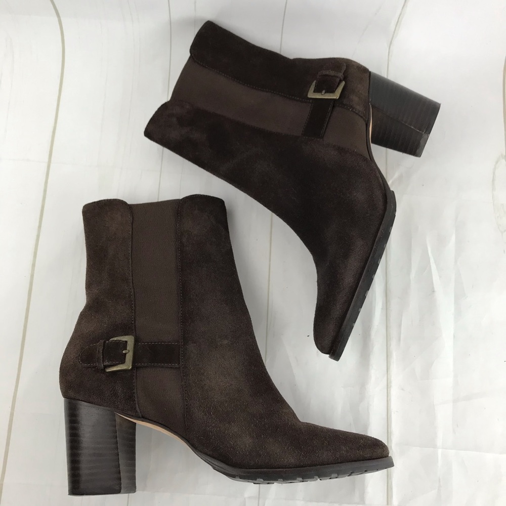 Cole Haan Brown Suede Heeled Ankle Boots Size 8.5